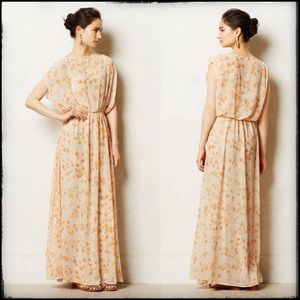 Anthropologie Paper Crown Peach Blossom Maxi Dress